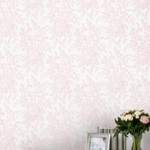 Picardie, tapet med store blomster i rosa fra Laura Ashley