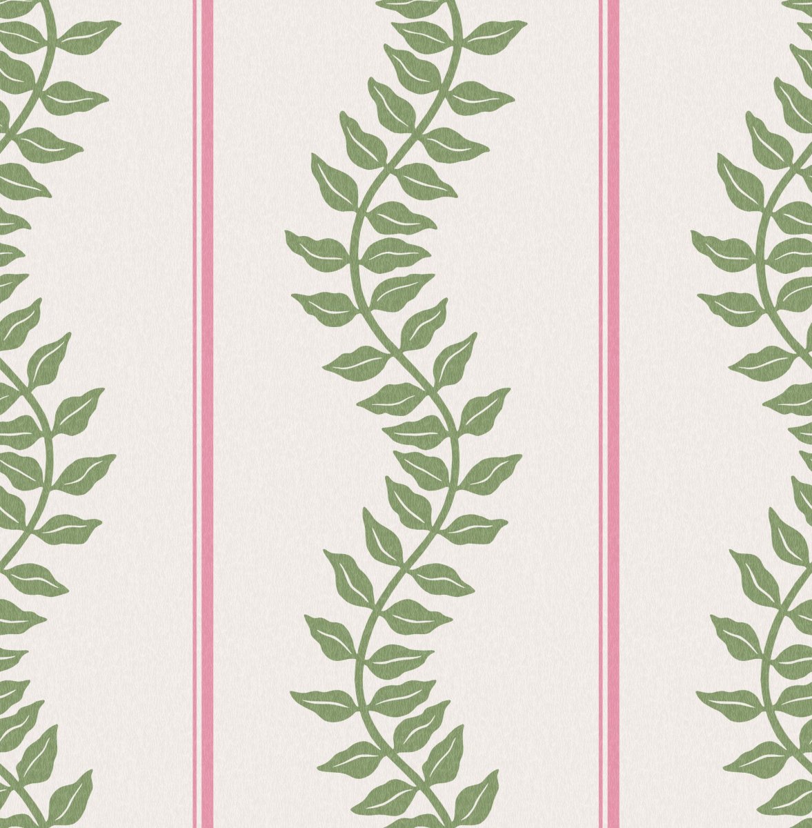 Laurel Stripe, tapet med striper og ranker av laubær i rosa og grønt - Image 3