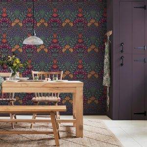 William Morris At Home, Garden Dewberry, blomstrete tapet i lilla