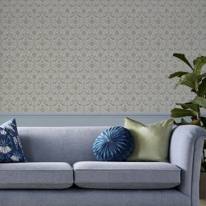 Endale Trellis, elegant damaskmønstret tapet i blått