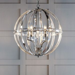 Aidan, grandios taklampe i krystall og krom fra Laura Ashley
