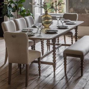 Artisan, spisebord med uttrekk, i kalkvasket eik