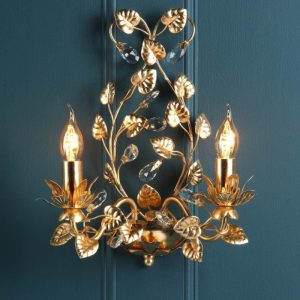 Audley End, luksuriøs vegglampe i bladgull og krystall