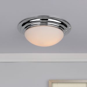 Barclay, stor takplafond til bad i krom med hvit glasskuppel (IP44)