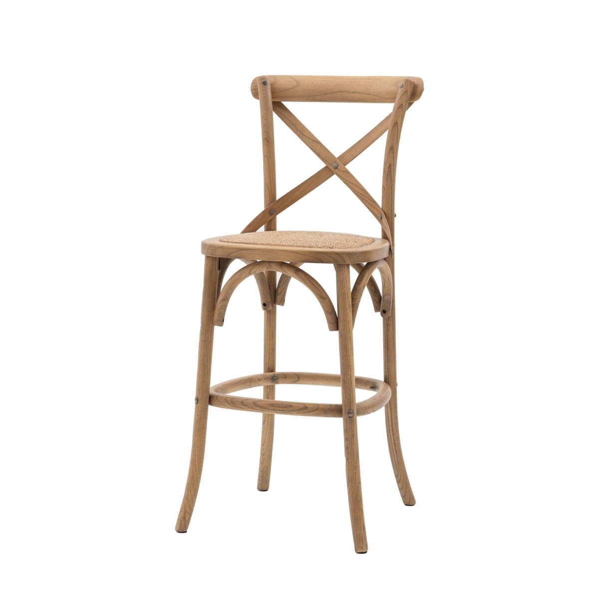 Cafe, bistro barstoler i eik med flettet rottingsete(2.stk) - Image 6
