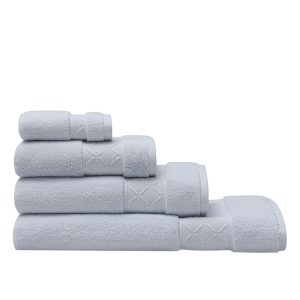 Caresse, luksuriøse håndklær i lyseblått fra Le Jacquard Francais