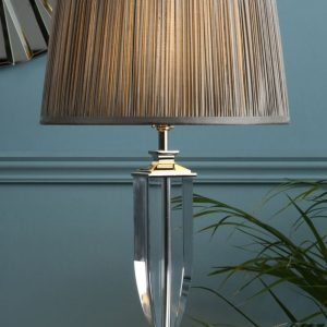 Carson, klassisk lampefot i krom og krystall, H37cm