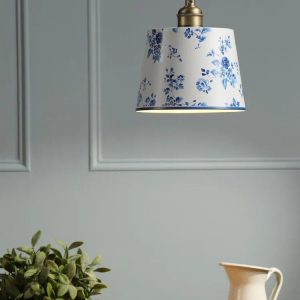 China Rose, Pendellampe med rosemønster i blått og hvitt