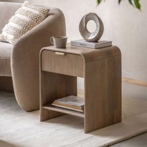 Colonna, sidebord/nattbord med skuff i mangotre