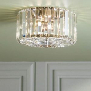 Fernhurst, liten takplafond i antikk messing med krystallstaver (Ø25cm)