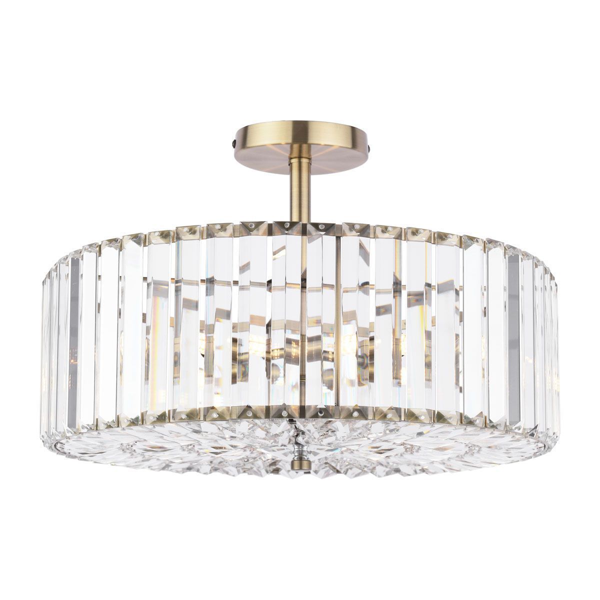 Fernhurst, stor taklampe i antikk messing med krystallstaver (Ø45cm) - Image 4