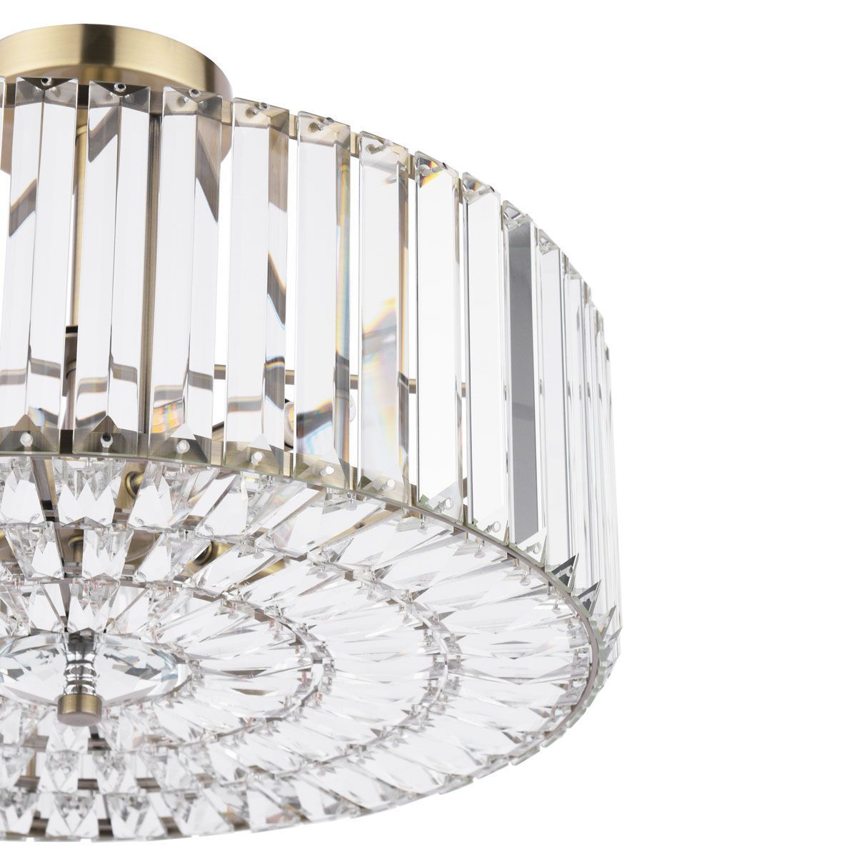 Fernhurst, stor taklampe i antikk messing med krystallstaver (Ø45cm) - Image 5