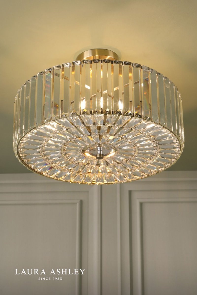 Fernhurst, stor taklampe i antikk messing med krystallstaver (Ø45cm) - Image 2