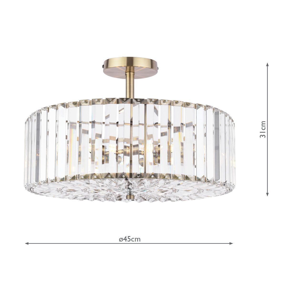 Fernhurst, stor taklampe i antikk messing med krystallstaver (Ø45cm) - Image 6