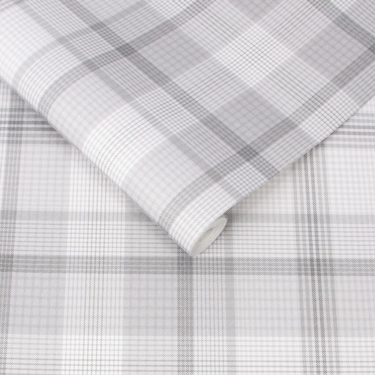 Heritage Plaid, tapet med tartanruter i lyse grånyanser - Image 3