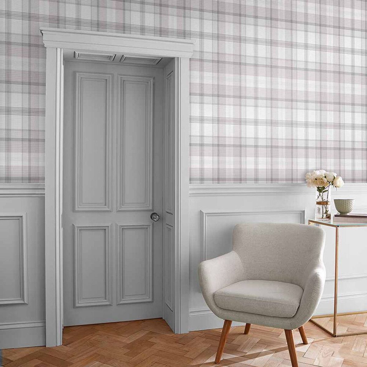 Heritage Plaid, tapet med tartanruter i lyse grånyanser - Image 2