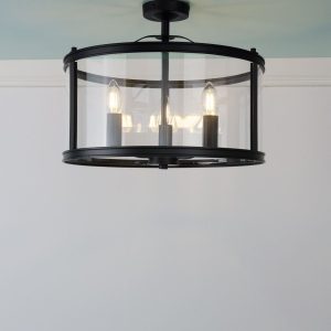 Harrington,  takplafond i glass og sort metall fra Laura Ashley