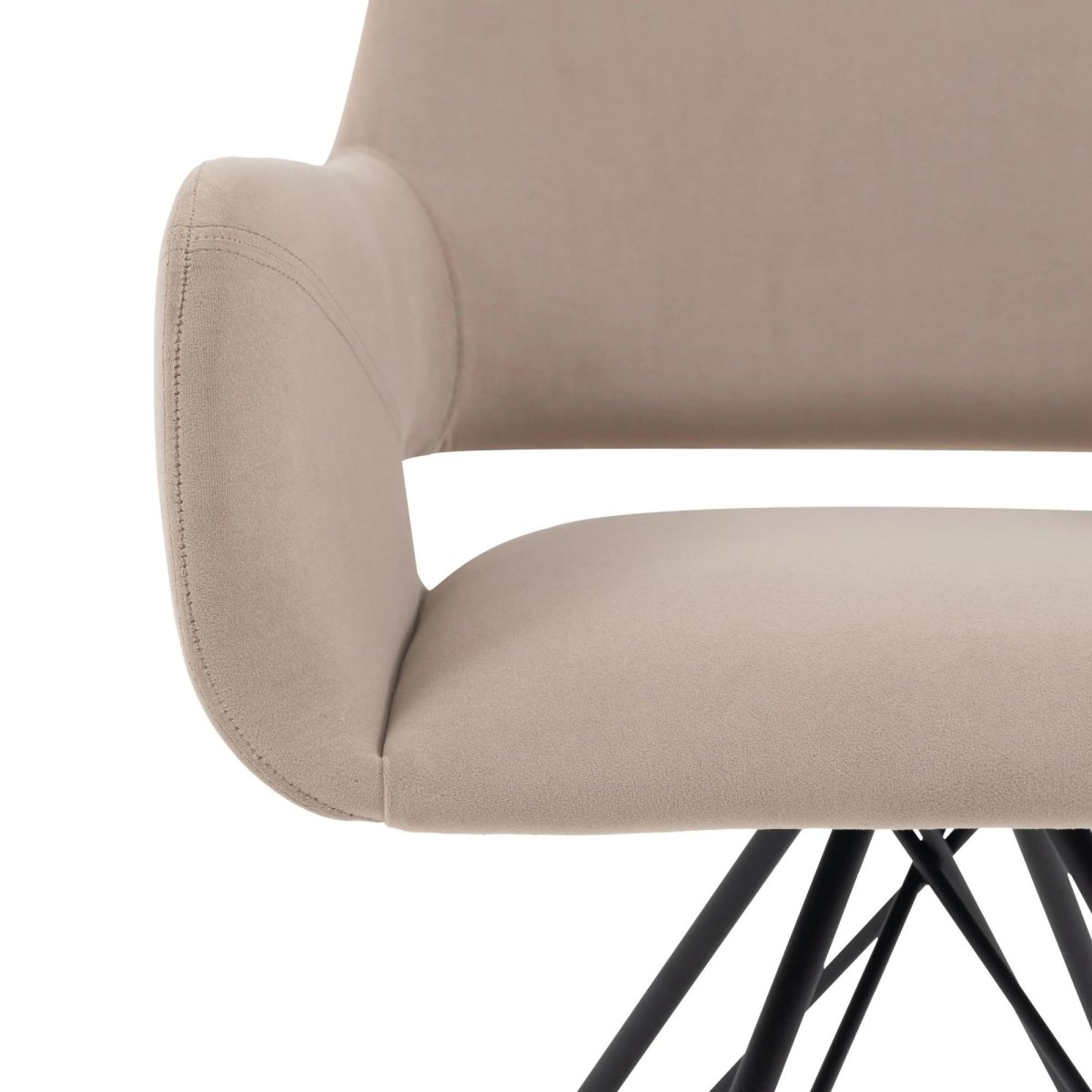 Livorno, moderne sving spisestol med metallben, trukket i beige fløyel - Image 7