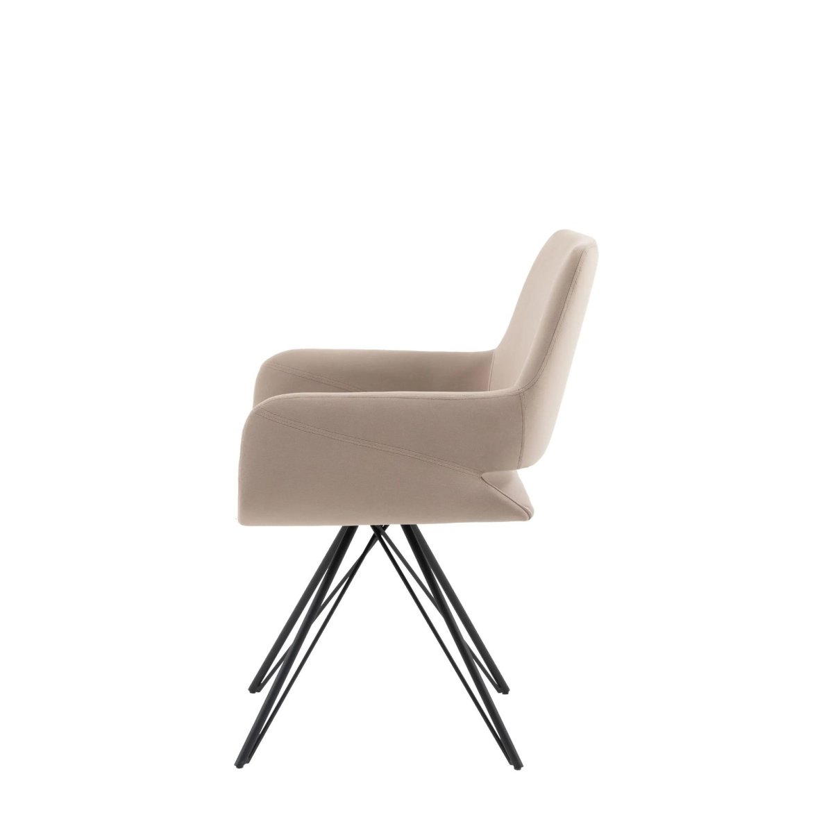 Livorno, moderne sving spisestol med metallben, trukket i beige fløyel - Image 5