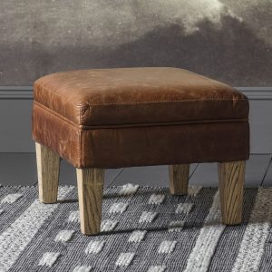 Mr.Paddington, klassisk fotskammel i brunt vintage skinn