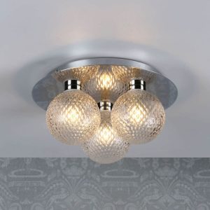 Prague, taklampe til bad i krom med glasskupler(IP44)