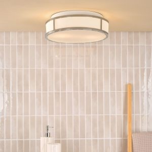 Royce, Art Deco insporert takplafond i krom og opalglass (ip44)