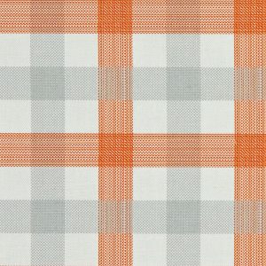 Scarborough, gardin/møbelstoff med ruter i orange i bomull/lin