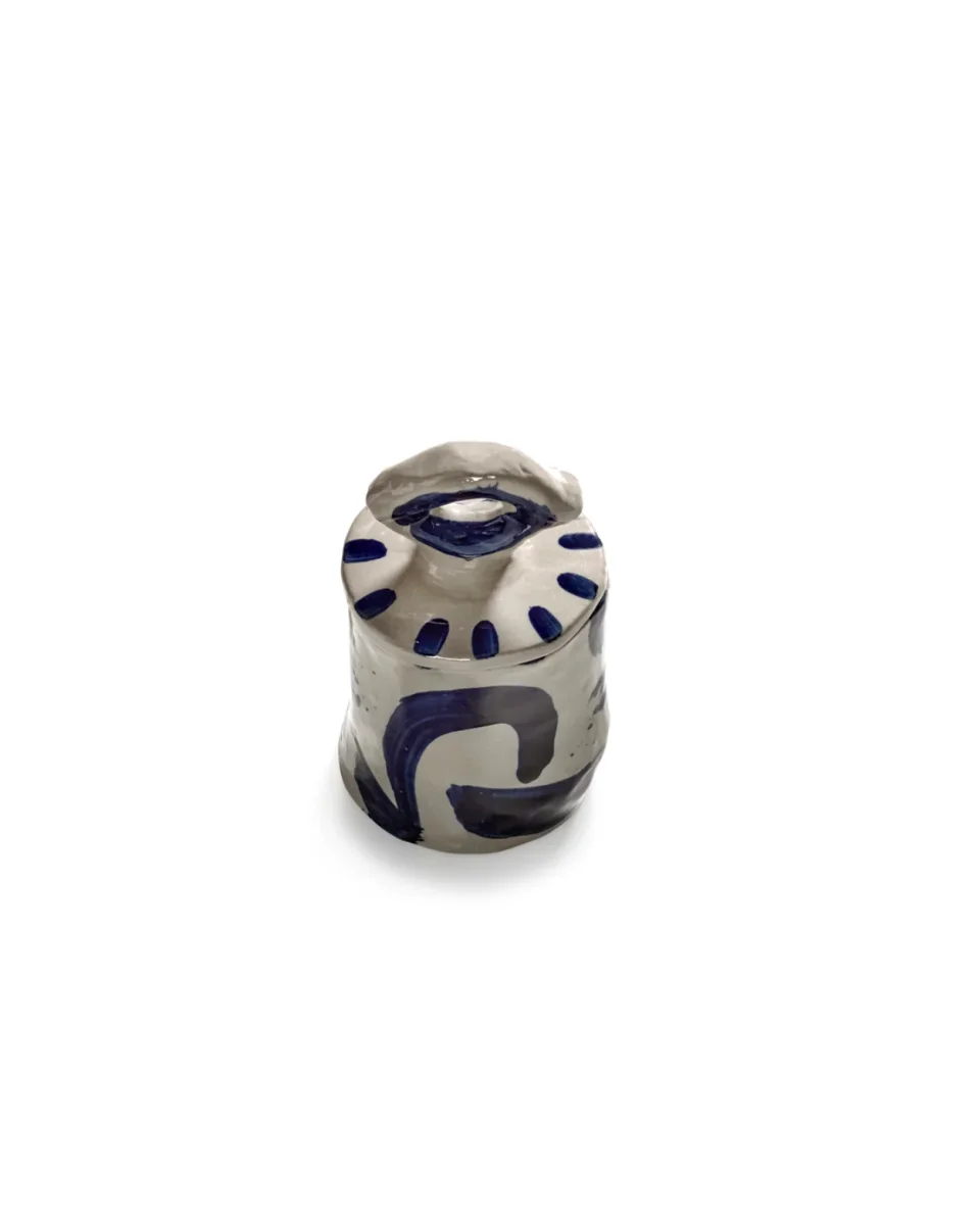 Sophia Oppbevaringskrukke - Beige/Blå H16 cm - Image 5