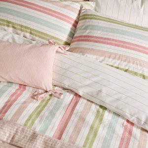 Sophie Stripe, fargerike, stripete putetrekk i krepp (2.stk)