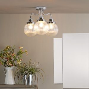 Tamara, taklampe til baderommet i krom, med 3 glasskupler (IP44)