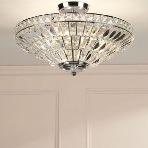 Vienna, klassisk uplight takplafond i krom med slepent krystall